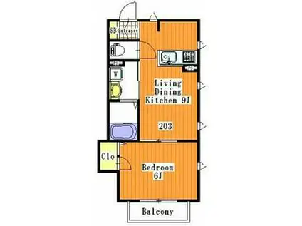 リーヴス館NIIJUKU(1LDK/2階)の間取り写真