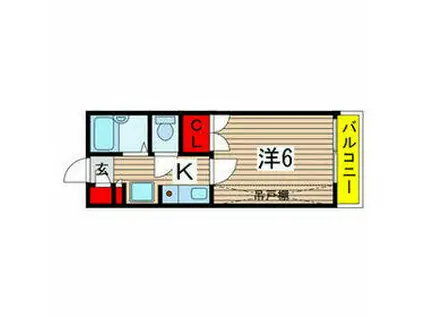 パルコート稲毛Ⅱ(1K/1階)の間取り写真