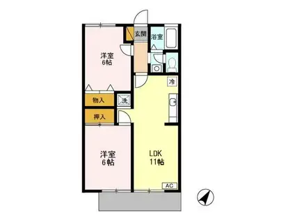 レジデンスヒルトップⅢ(3K/1階)の間取り写真