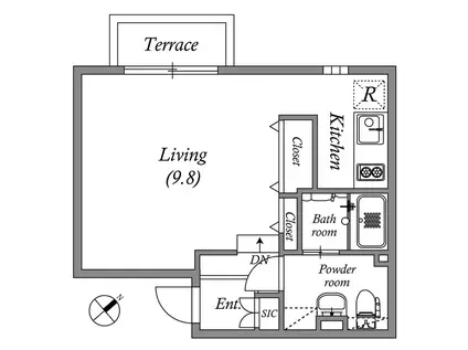 PASEO高田馬場Ⅲ(1K/1階)の間取り写真