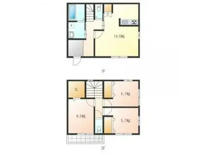 静岡鉄道静岡清水線 春日町駅 徒歩4分 2階建 築9年(3LDK)の間取り写真