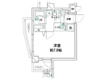 パレステュディオ代々木Ⅱ(1K/2階)の間取り写真