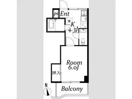 小山ステーションヒルズ(1K/3階)の間取り写真