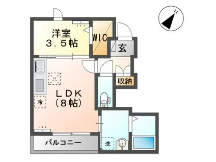 ウェルコートⅡ(1LDK/1階)の間取り写真