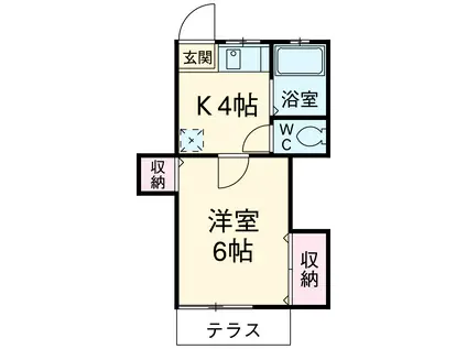 プレジデント湘南(1K/2階)の間取り写真