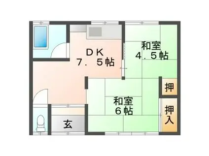 東海道本線 西岐阜駅 徒歩14分  築49年(2DK)の間取り写真