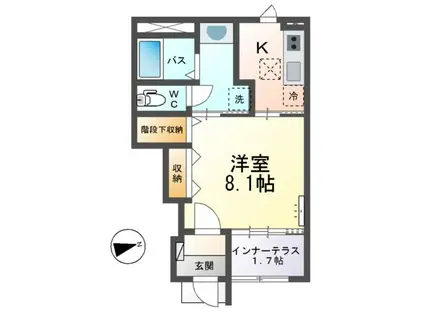 水戸市東前町 アパート(1K/1階)の間取り写真