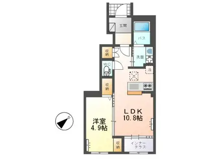 ひたちなか市足崎字原 アパートⅠ期(1LDK/1階)の間取り写真