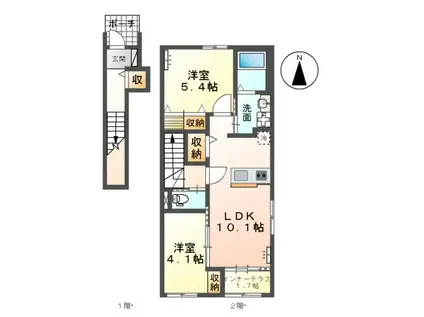 ひたちなか市大字稲田字田向 アパート(2LDK/2階)の間取り写真