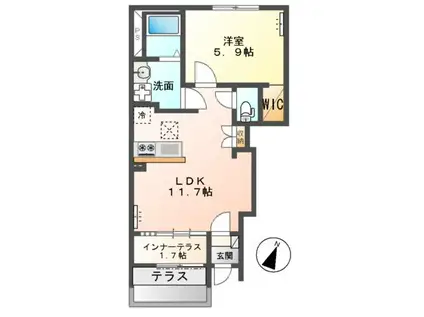 大宮町アパート(1LDK/1階)の間取り写真