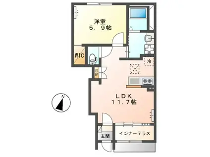 大宮町アパート(1LDK/1階)の間取り写真
