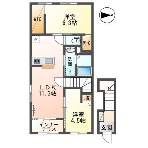 メゾン エメ(2LDK/2階)の間取り写真