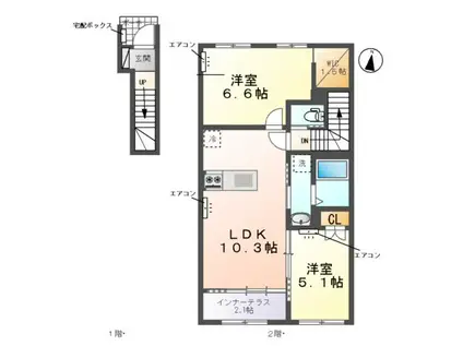 ANELA -アネラ -(2LDK/2階)の間取り写真