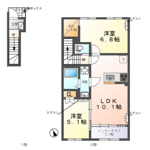 ZEUS野田Ⅰ(2LDK/2階)の間取り写真