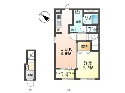 北初富アパート(1LDK/2階)の間取り写真