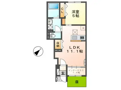 ノイアー・ルウムⅠ(1LDK/1階)の間取り写真