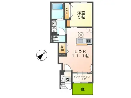 ノイアー・ルウムⅠ(1LDK/1階)の間取り写真