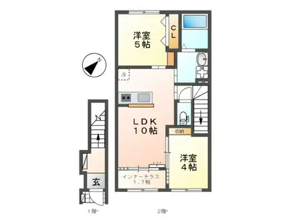 ノイアー・ルウムⅠ(2LDK/2階)の間取り写真