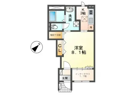 サンビラーゼウエスト(1K/1階)の間取り写真