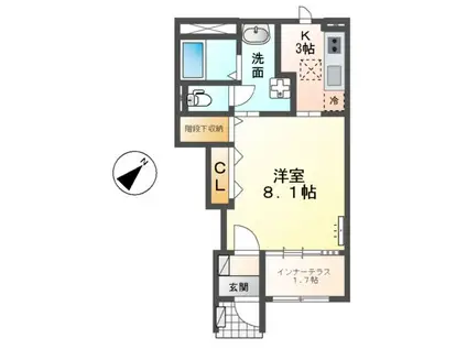 サンビラーゼウエスト(1K/1階)の間取り写真