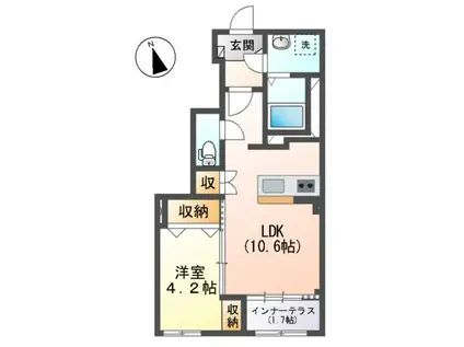 栄町村前アパート(1LDK/1階)の間取り写真