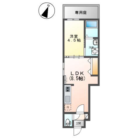 カステリーノ(1LDK/1階)の間取り写真