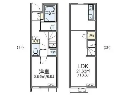 レオネクストアマービレ(1LDK/1階)の間取り写真