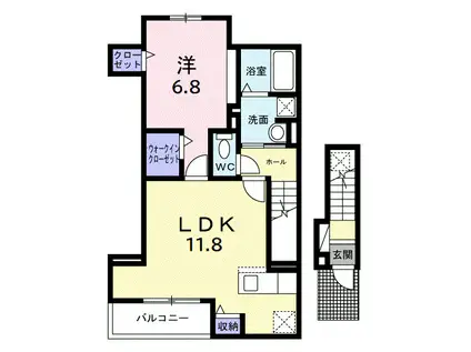 ルミエール ワイズ(1LDK/2階)の間取り写真