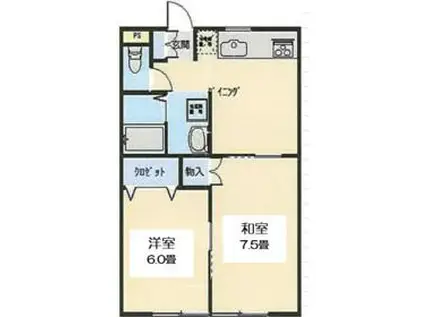 ベルメゾンⅠ(2DK/2階)の間取り写真