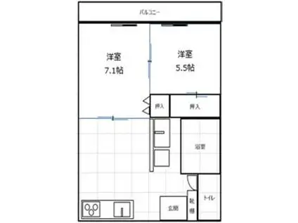 ベルメゾンⅡ(2DK/1階)の間取り写真