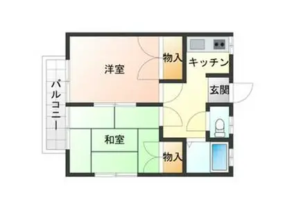 大磯ハイツ(2K/1階)の間取り写真