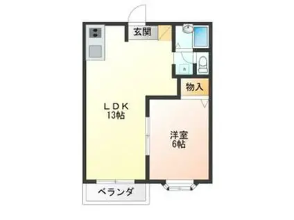 ファミール若木(1LDK/2階)の間取り写真