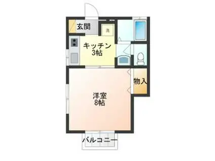 キャピタル(1K/1階)の間取り写真