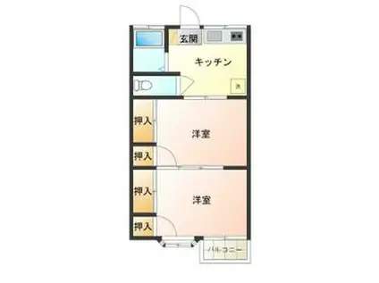 舘野コーポ(2K/2階)の間取り写真