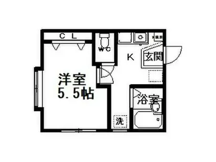 ルーミングハウス(1K/3階)の間取り写真