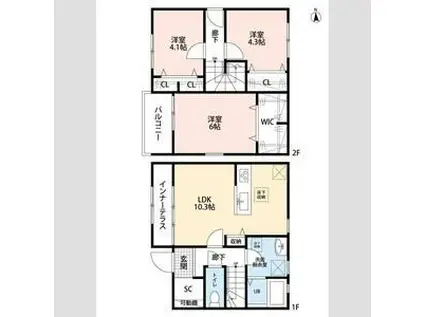 リーブルファイン羽生中央Ⅰ(3LDK/1階)の間取り写真