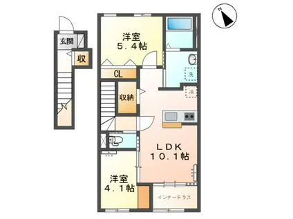 上前ハイツL(2LDK/2階)の間取り写真