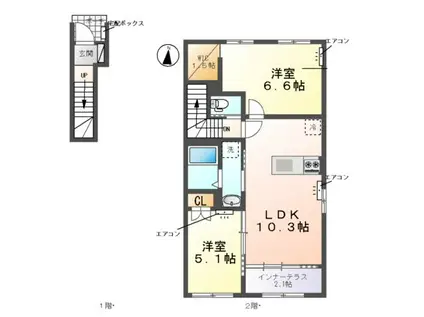 ANELA -アネラ -(2LDK/2階)の間取り写真