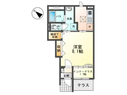 北初富アパート(1K/1階)の間取り写真