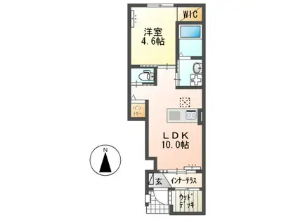 豊橋市西高師町(1LDK/1階)の間取り写真