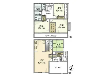 東北本線 土呂駅 徒歩14分 2階建 築8年(4LDK)の間取り写真