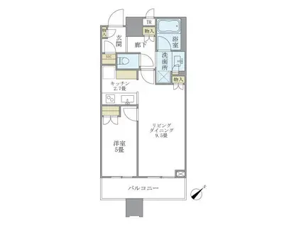 BRILLIA TOWERS目黒ノースレジデンス(1LDK/3階)の間取り写真