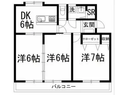 桃花ハイツ(3DK/3階)の間取り写真