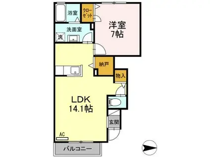 MアイランドⅡ(1LDK/1階)の間取り写真