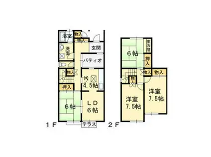 南海電鉄泉北線 栂・美木多駅 徒歩20分 2階建 築45年(4LDK)の間取り写真