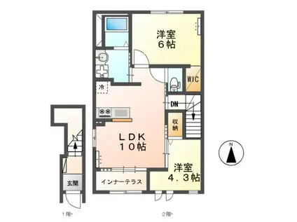 両毛線 国定駅 徒歩64分 2階建 新築(2LDK/2階)の間取り写真