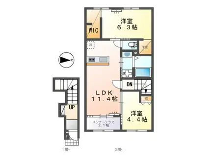 沼津市東椎路アパート(2LDK/2階)の間取り写真