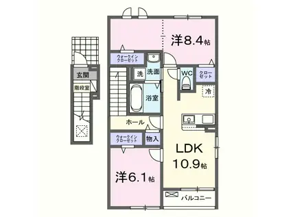 ハレレアⅠ(2LDK/2階)の間取り写真