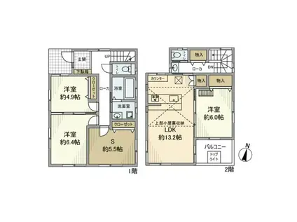 東京地下鉄千代田線 北綾瀬駅 バス乗車時間：7分 辰沼団地入口バス停で下車 徒歩4分 2階建 築14年(3SLDK)の間取り写真