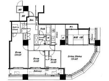 リズムタワーⅡ(4LDK/21階)の間取り写真